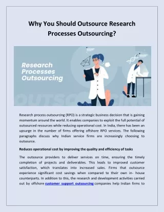 Why You Should Outsource Research Processes Outsourcing?