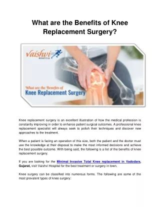 What are the Benefits of Knee Replacement Surgery