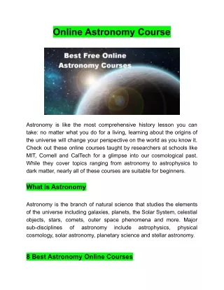 online astronomy course