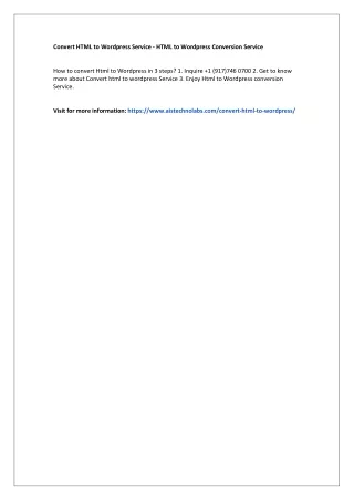 convert html to wordpress service html