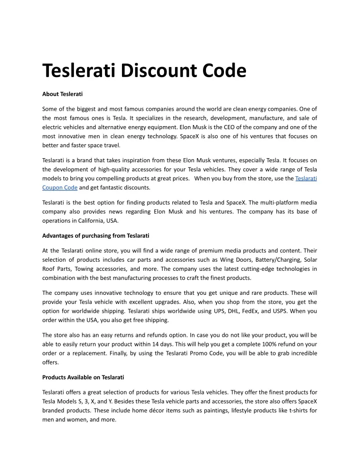 teslerati discount code