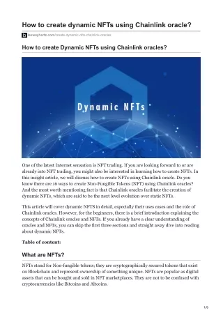 how to create dynamic nfts using chainlink oracle