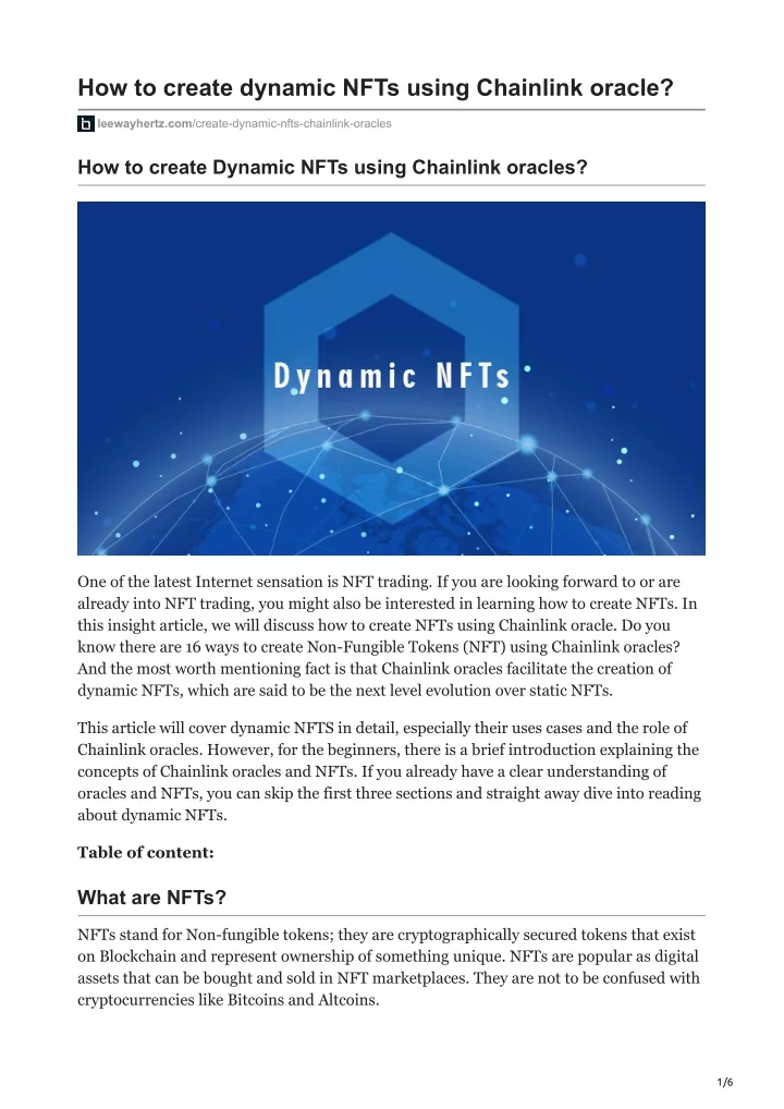 how to create dynamic nfts using chainlink oracle