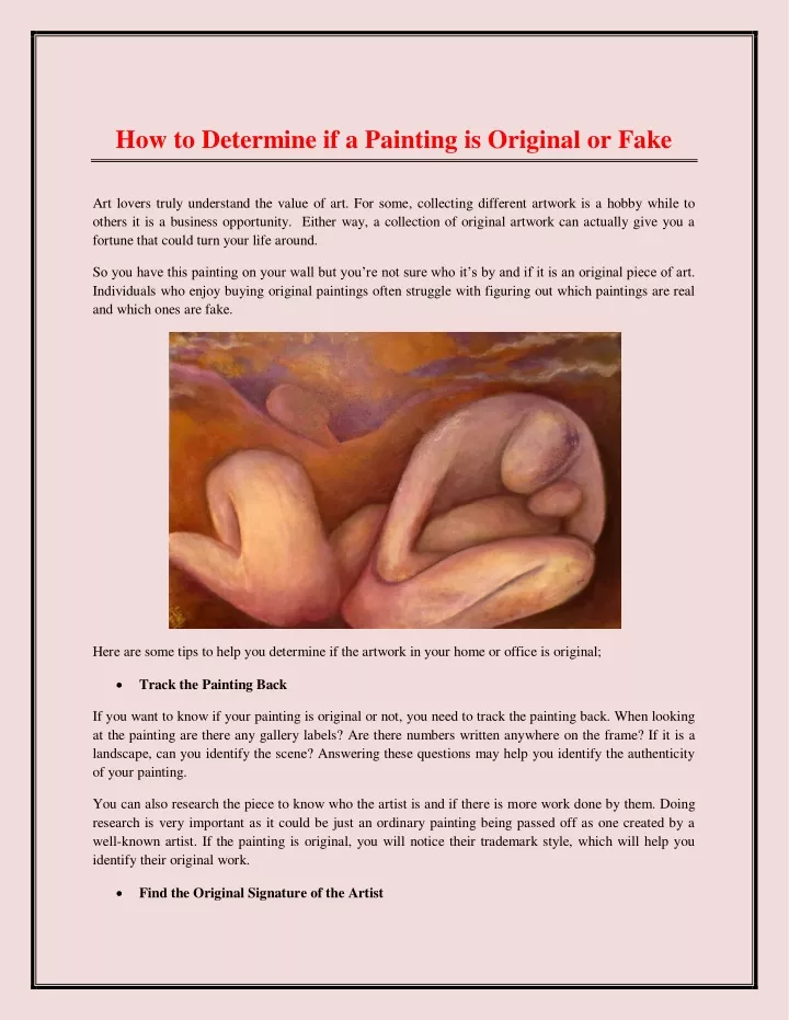 how to determine if a painting is original or fake