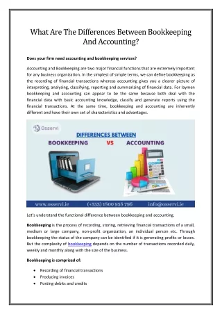 what are the differences between bookkeeping
