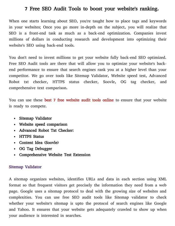 7 free seo audit tools to boost your website