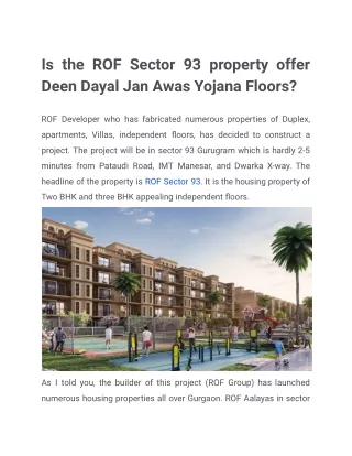 Is the ROF Sector 93 property offer Deen Dayal Jan Awas Yojana Floors