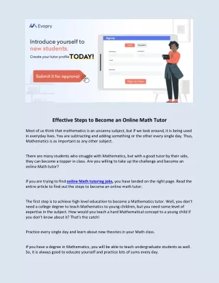 Effective Steps to Become an Online Math Tutor