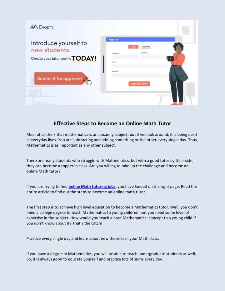 effective steps to become an online math tutor