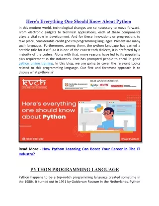 Here’s Everything One Should Know About Python