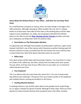 know about the dirtiest places in your office