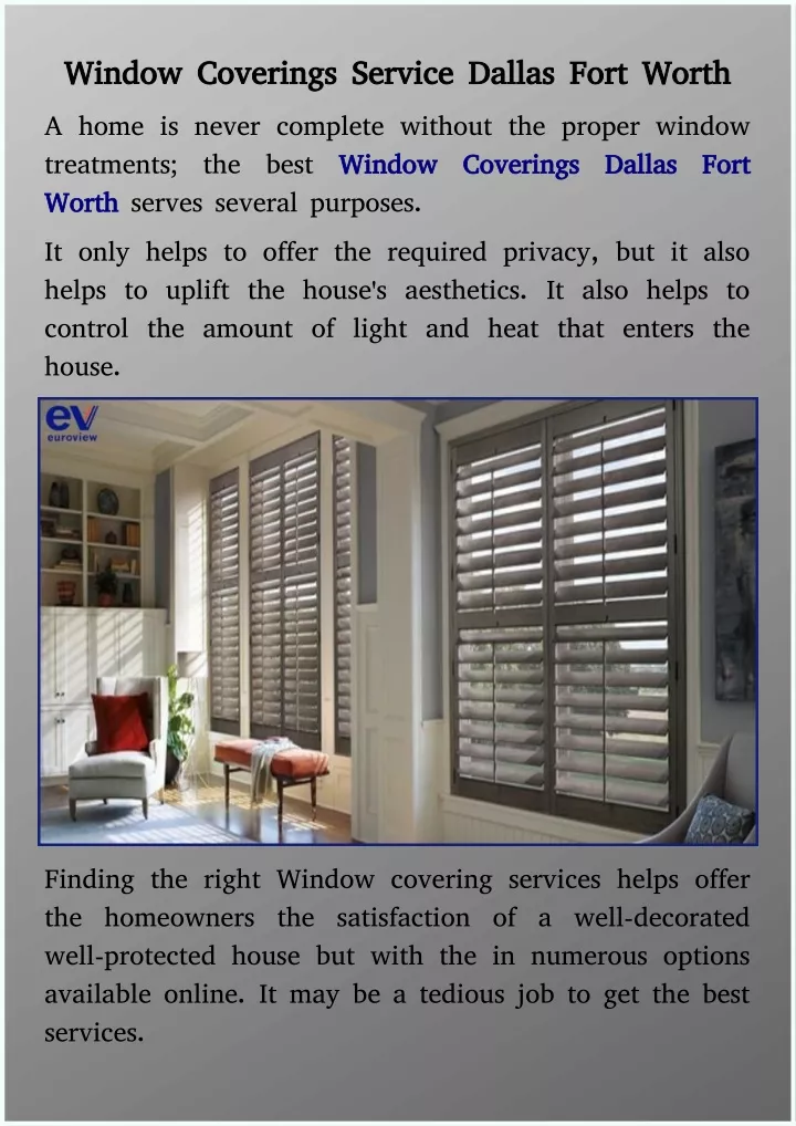 window coverings service dallas fort worth window