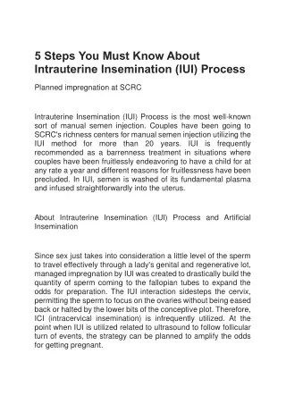 5 Steps You Must Know About Intrauterine Insemination (IUI) Process