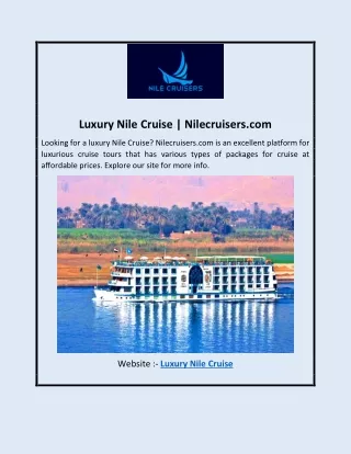 Luxury Nile Cruise | Nilecruisers.com