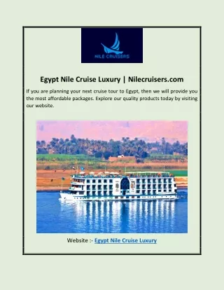 Egypt Nile Cruise Luxury | Nilecruisers.com
