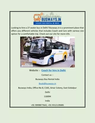 Coach for Hire in Delhi | Busways.in