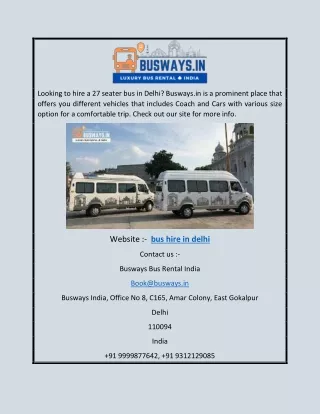 Bus Hire in Delhi | Busways.in