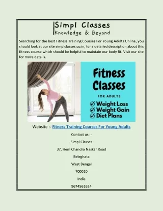 Fitness Training Courses for Young Adults |  Simplclasses.co.in