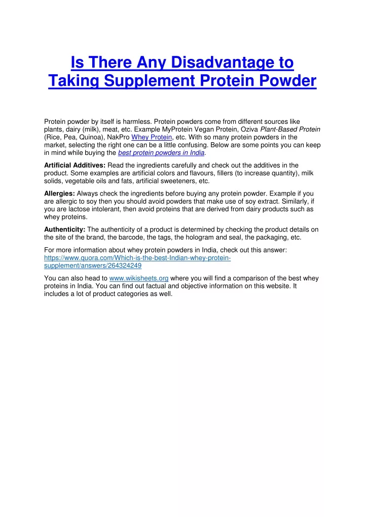 is there any disadvantage to taking supplement