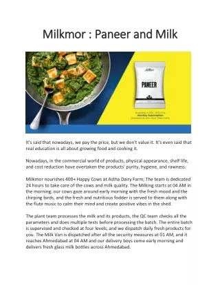 Milkmor : Paneer and Milk
