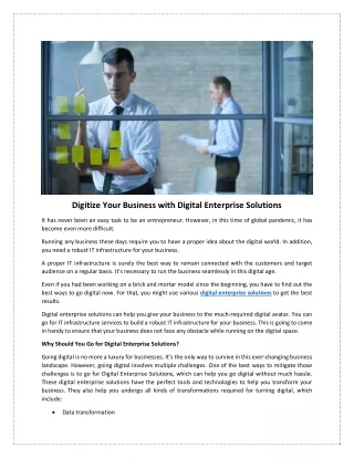 Digitize Your Business with Digital Enterprise Solutions
