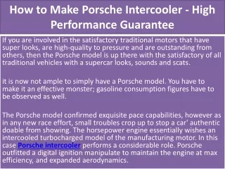 how to make porsche intercooler high performance guarantee
