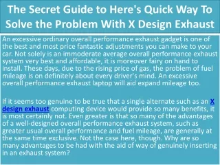 the secret guide to here s quick way to solve the problem with x design exhaust