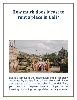 How much does it cost to rent a place in Bali