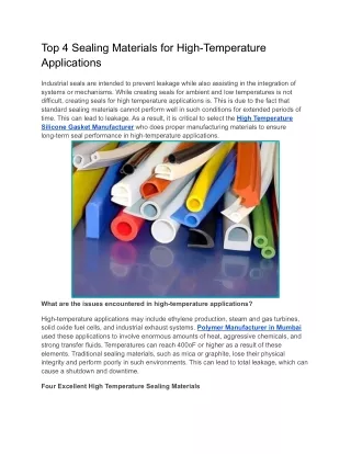 top 4 sealing materials for high temperature