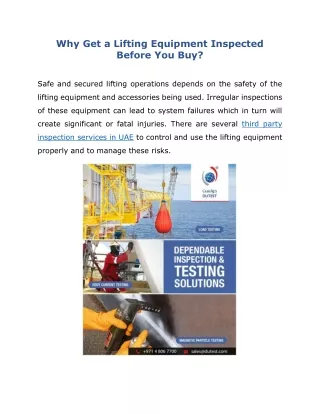 Why Get a Lifting Equipment Inspected Before You Buy