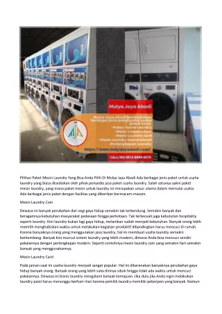 pilihan paket mesin laundry yang bisa anda pilih