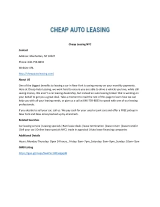 Cheap Leasing NYC