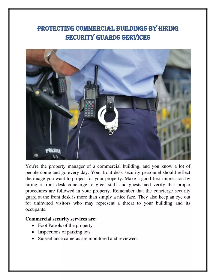 protecting commercial buildings by hiring