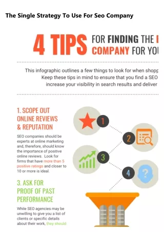 the single strategy to use for seo company