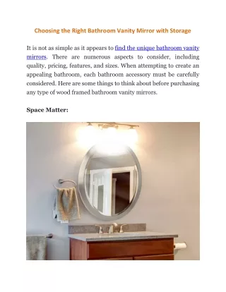 Choosing the Right Bathroom Vanity Mirror with Storage