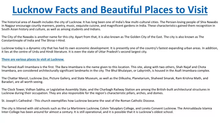 lucknow facts and beautiful places to visit