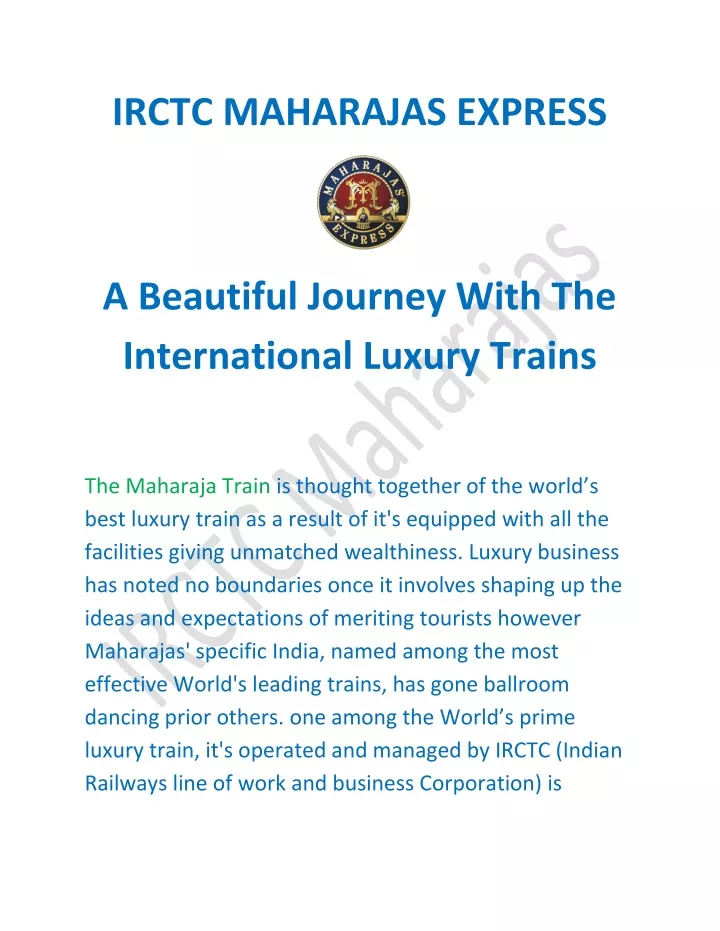 irctc maharajas express