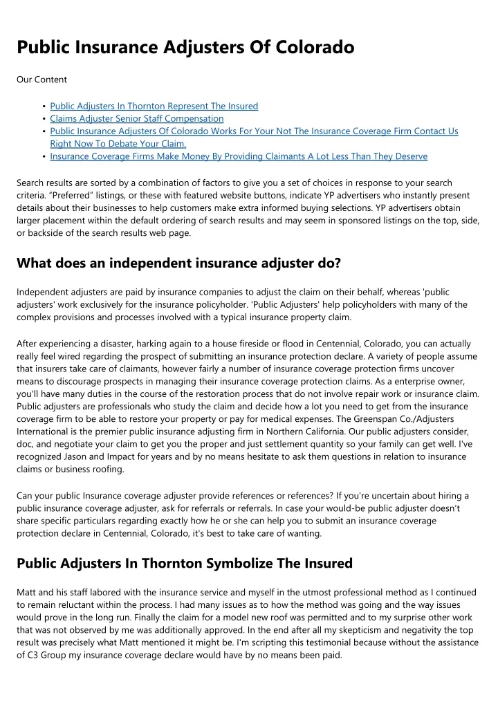 public insurance adjusters of colorado