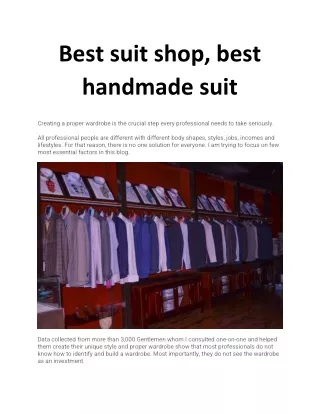 Best suit shop, best handmade suit