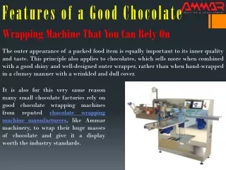features of a good chocolate
