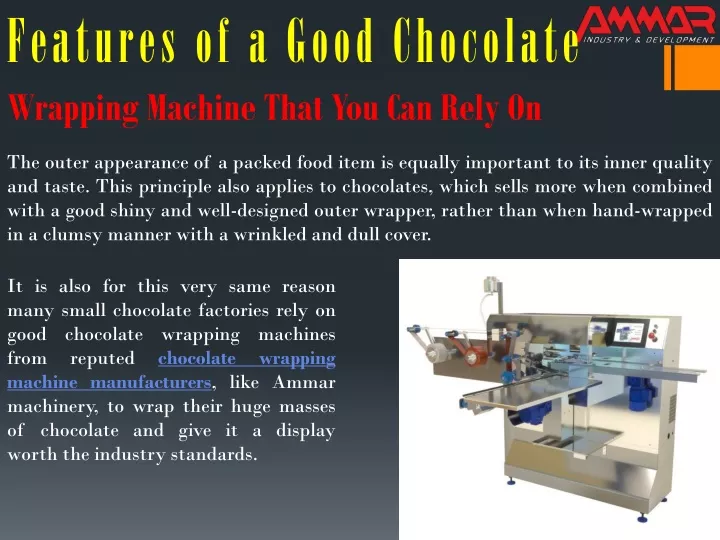 features of a good chocolate