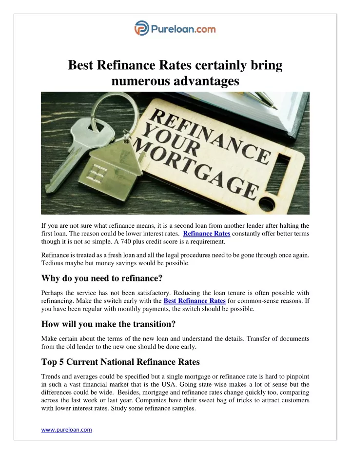 best refinance rates certainly bring numerous