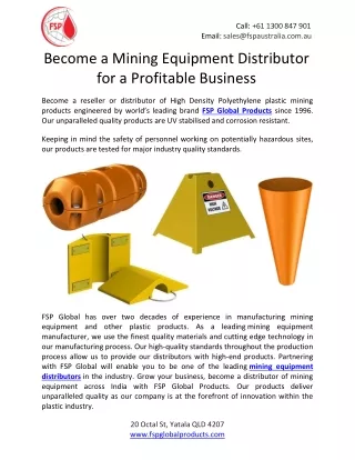Become a Mining Equipment Distributor for a Profitable Business