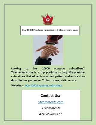 Buy 10000 Youtube Subscribers | Ytcomments.com