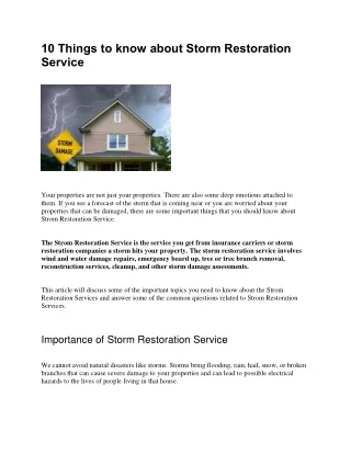 10 Things to know about Storm Restoration Service