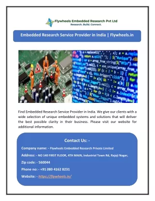 Embedded Research Service Provider in India | Flywheels.in