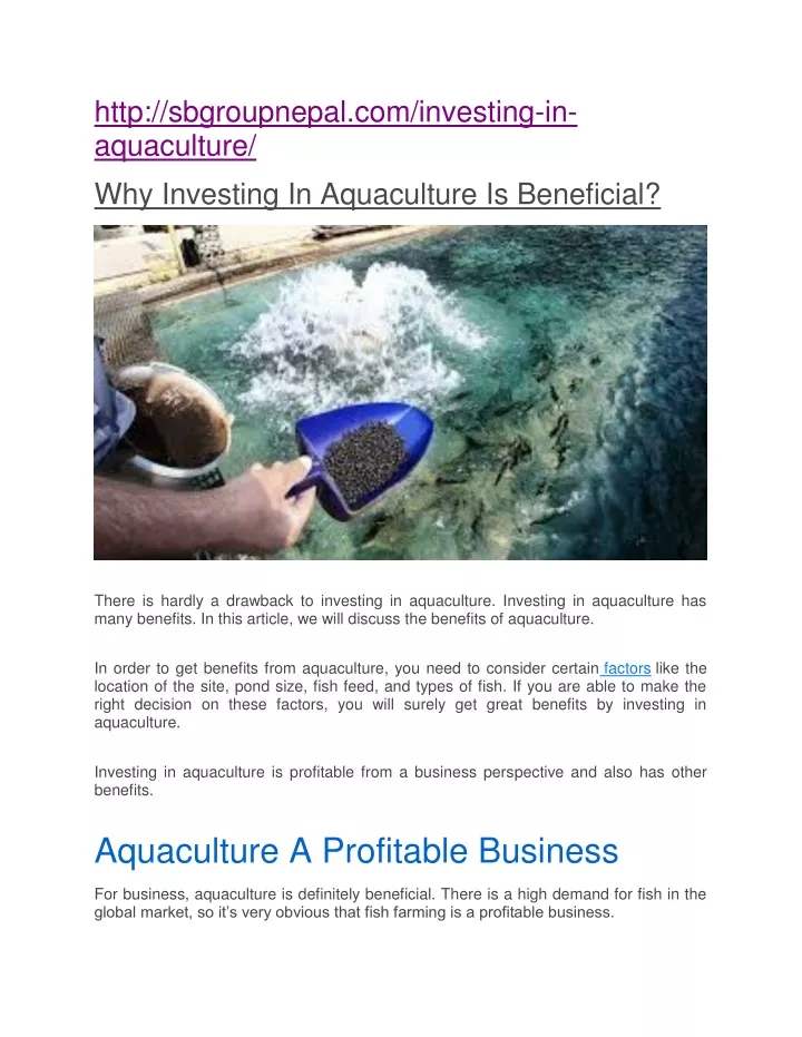 http sbgroupnepal com investing in aquaculture