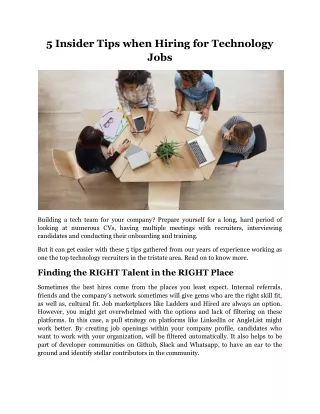 5 Insider Tips when Hiring for Technology Jobs