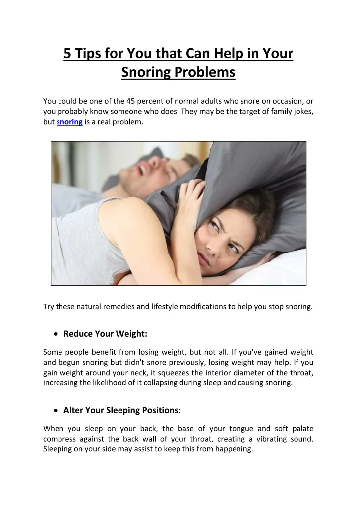 5 tips for you that can help in your snoring