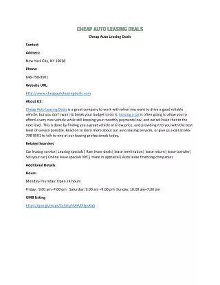 Cheap Auto Leasing Deals